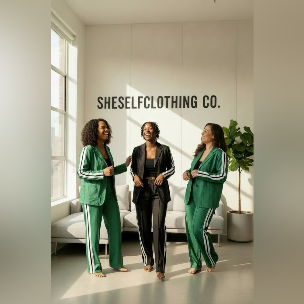 Two-Piece Blazer Set w/ Sport Stripe Detail – NEW
